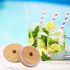 TOUSHI 4Pcs Regular Mouth Bamboo Mason Jar Lids with Straw Hole Reusable Bamboo Caps Leak-Proof Glass Canning Drinking Storage Jars Lid Covers (70...