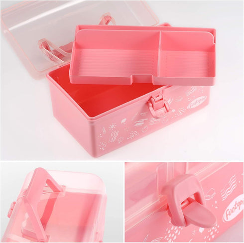 Funtopia Plastic Art Box for Kids - Portable Multi-Purpose Storage Box for Toys, Crafts, Art Supplies - Pink...