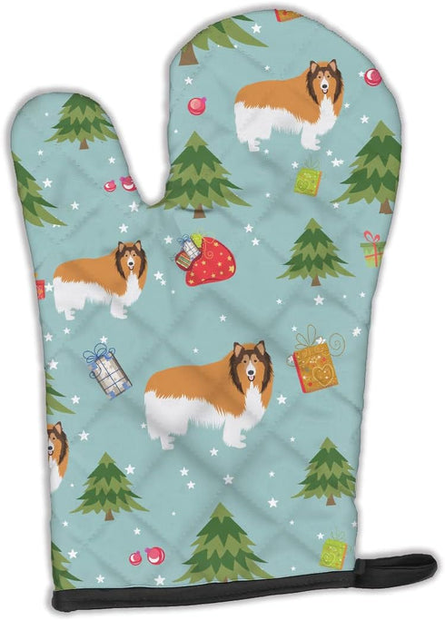 Caroline's Treasures BB4939OVMT Christmas Rough Collie Oven Mitt, Heat Resistant Thick Oven Mitt for Hot Pans and Oven, Kitchen Mitt Protect Hands...