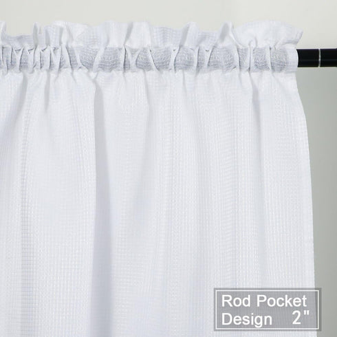 Curtain Valance,Waffle Weave Waterproof Window Valance for Bathroom,Rod Pocket Tailored Kitchen Valance Curtain Cafe Curtains - 60" x 15", White, ...