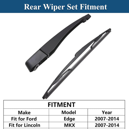 Rear Windshield Wiper Arm & Wiper Blade Set for Ford Edge 2007-2014/Lincoln MKX 2007-2014 Replace OEM # 68028437AA,9T4Z17526A...