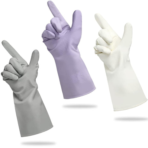 Cleanbear Rubber Gloves without Smell Reusable Househould Gloves Latex Free Gloves for Dish Washing and Home Cleaning 3 Pairs of Cleaning Gloves w...
