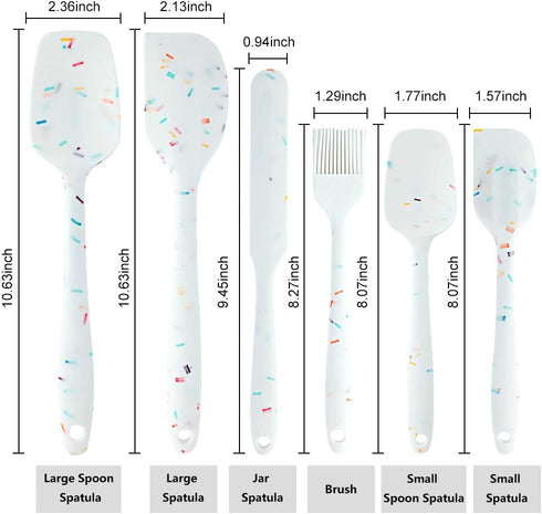 Silicone Spatula Set 6 Piece Heat Resistant Rubber Spatulas Set for Baking Cooking and Mixing Kitchen Utensils Seamless One Piece Spatula with Sta...