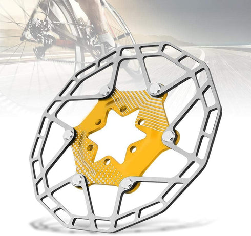 Bike 160mm 6 Bolt Disc Rotor Brake, Bike Ultralight Floating Rotor Brake Disc Pad For Mountain Road Bicycle(Gold) Riding racks and storage...
