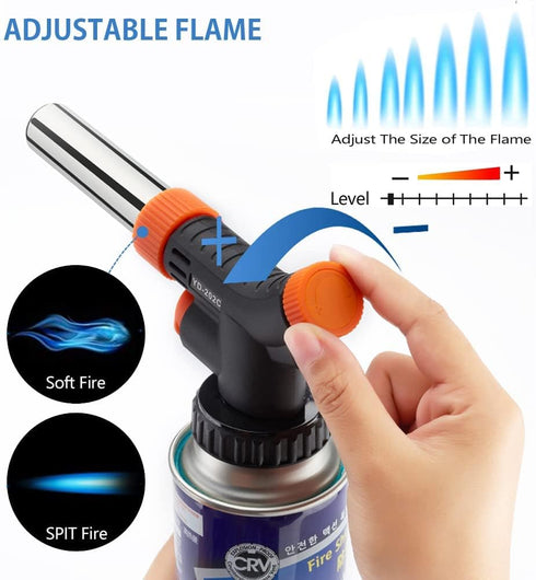 Butane Torch Kitchen Blow Lighter - Culinary Torches Chef Cooking Professional Adjustable Flame Shape Strength with Reverse Use for Creme, Brulee,...