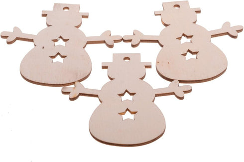 Christmas Wooden Crafts Hanging Ornaments Christmas Tree Decoration Unfinished Wood Cutouts for DIY Blank Slices to Paint (10PCs Snowman Style)...