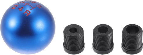 1 Set 5cm Universal Shift Knob - Car Gear Shifter Knob Round Ball with 3 Adapter for 5 Speed Manual Transmission Vehicle - Aluminum Alloy Blue...