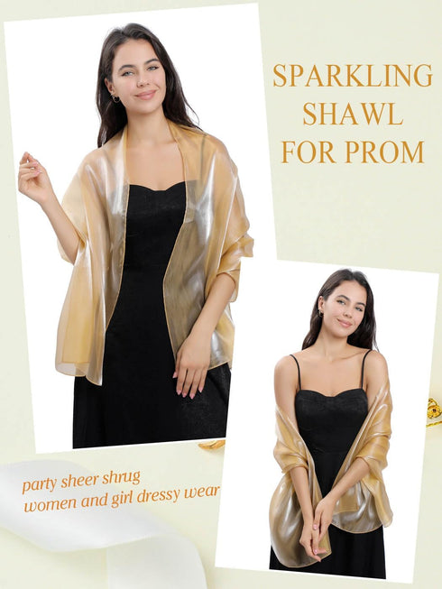 EASEDAILY Women's Shawls and Wraps for Evening Dresses Sparkling Wedding Scarf Sheer Bridal Stole for Bride and Bridesmaid...