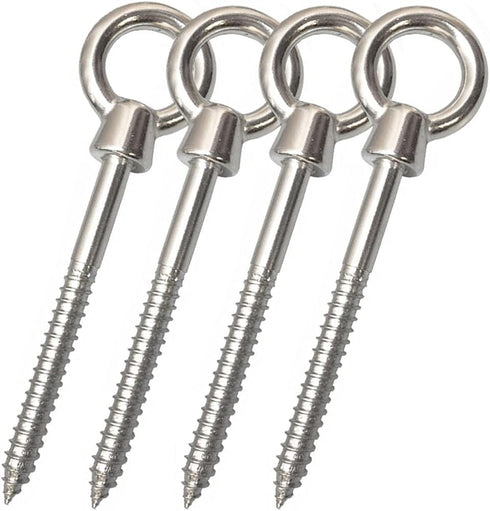 Hammock Hooks, 4Pack Heavy Duty Eye Screw in Stainless Steel Hammock Hooks 1300LB Capacity Swing Hardware for Yoga Hammock Swing Chair Indoor Outd...