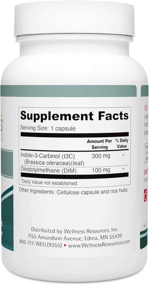 Wellness Resources I3C + DIM for Healthy Estrogen Metabolism, Detoxification (60 capsules) - 300mg I3C + 100mg DIM - Vegan, Gluten-Free...