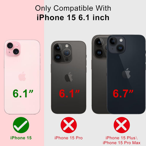 bicol Compatible with iPhone 15 Case,Crystal Clear Cover with Fashionable Designs for Girls Women,Slim Fit Shockproof Protective Acrylic Phone Cas...
