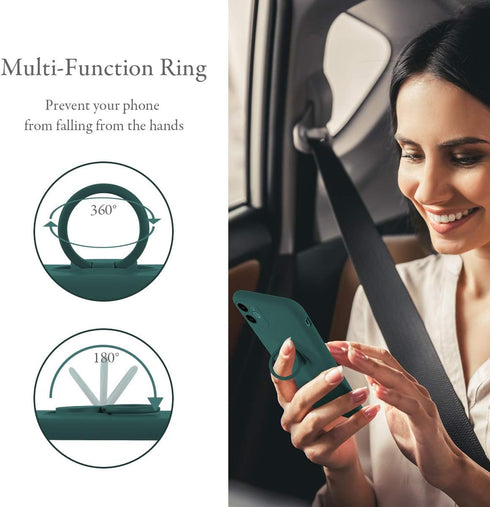 UEEBAI Case for iPhone 11 (6.1 inch), Slim Liquid Silicone Phone Case with 360 Rotatable Ring Holder Kickstand Fashion Hand Strap Magnetic Car Mou...