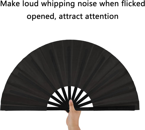 Maitys 2 Pcs Large Clap Fans for Line Dancing 13 Inches Folding Hand Rave Fan Nylon Cloth Foldable for Line Dancing Festival Craft Dance Decoratio...