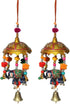 Door Hanging Umbrella with Elephant Painted and Metal Bell Set of 2...