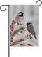 ALAZA Double Sided White Black Tow Cute Chickadees in Winter Snow Polyester Garden Flag Banner 12 x 18 Inch for Outdoor Home Garden Flower Pot Dec...
