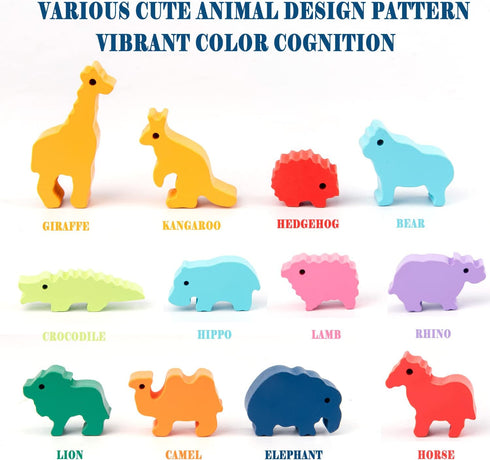 Wooden Blocks Stacking Toys for kids, AULEGU Animal Balance Game for Toddler, Fine Motor Skill Toys for 3 4 5 6 7 Year Old, Farm Animal Shape...