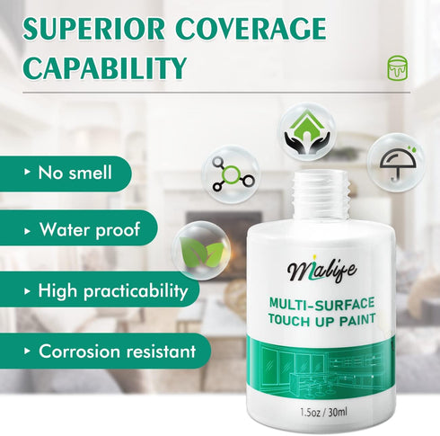 Multi-Surface Touch Up Paint, Waterproof and Quick Drying, Brush in Bottle, for Appliance and Home Repairs, Walls, Door, Porcelain, Satin Finish, ...