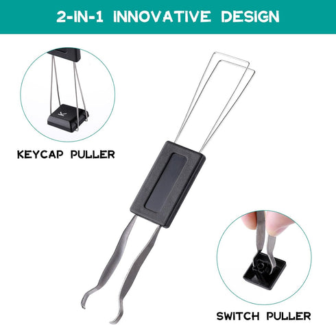 4PCS Switch Puller Keycap Puller Keyboard Brush, Stainless Steel Key Remover for Replacement Mechanical Gaming Keyboard Switches Key Cap Remover T...
