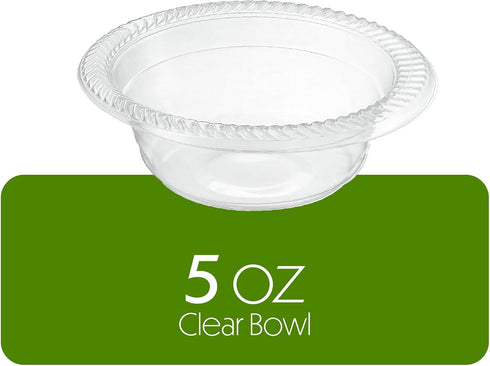 PLASTICPRO 40 Pack Clear Plastic Soup Bowls 5 oz Durable Disposable Small Plastic Bowls for Parties Events BBQ...