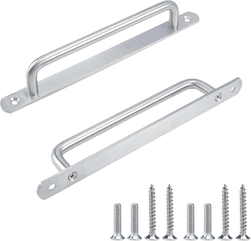 2 PCS Pull Push Door Handle,Metal Commercial Door Handle Door Pulls,Stainless Steel Heavy Duty Barn Door Pulls with Mounting Screws (Silver,224x19...