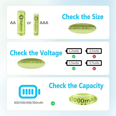 Brightown 8 Pack Rechargeable Battery AA, NiMH Pre Charged Double A Battery for Solar Lights and Household Devices, Recharge up to 1200 Cycles...