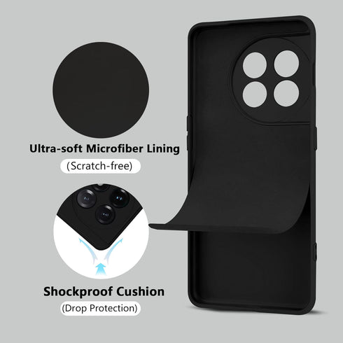 Phone Case for OnePlus 11(2023), Slim Silicone Mobile Cover Waterproof with Full Camera Protection - Black...
