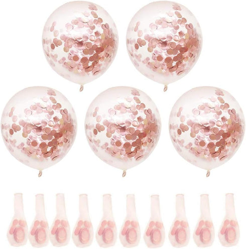 Rose Gold Confetti Latex Balloons, 50pcs 12 Inch Party Balloons for Bridal Shower Wedding Birthday Engagement Decoration...