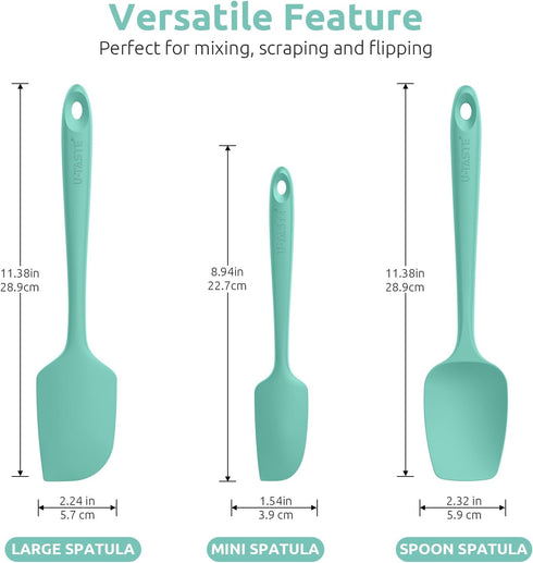 U-Taste Silicone Baking Spatula Set: 480ºF High Heat Resistant, Food Grade Flexible Rubber Kitchen Cooking Mixing Scraper, Food Grade Seamless Ute...