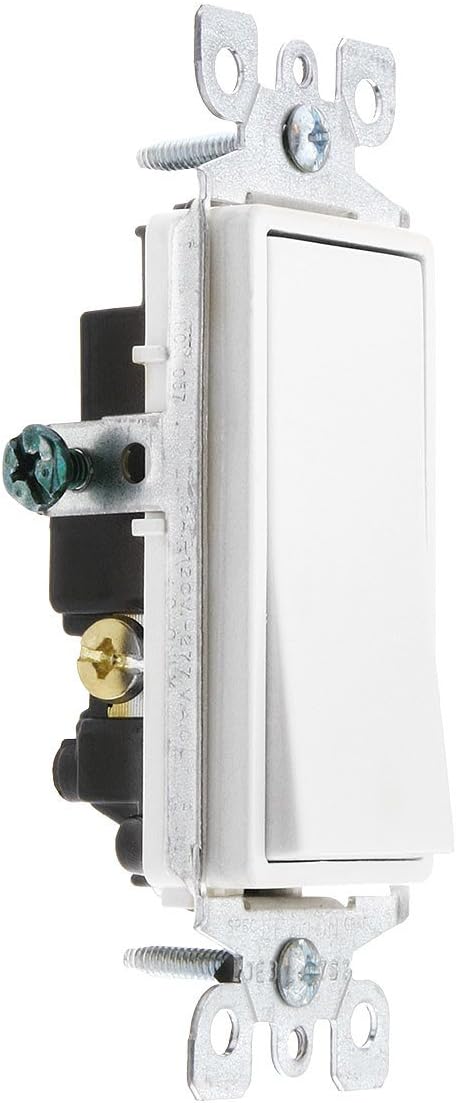 Leviton 5603-2W 15 Amp, 120/277 Volt, Decora Rocker 3-Way AC Quiet Switch, Residential Grade, Grounding, White......