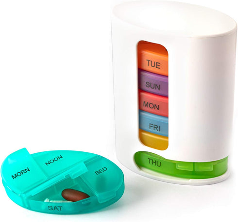 Deke Home - Stackable Pill Organizer, 4 Times a Day Weekly Pill Box, 7 Day Medicine Dispenser, Pill Container for Vitamin, Supplement, Durable Har...