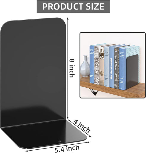 VFINE Bookends 1 Pair, Bookends for Shelves, Metal Black Book Ends for Shelves, Book Ends for Heavy Books, Book Shelf Holder for Home Office...