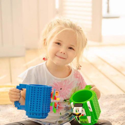 Build-on Brick Mug,Funny Novelty Coffee Mug,Creative DIY Building Blocks Cup,Birthday Party Cups for Kids,Unique Gifts for Christmas,Black...