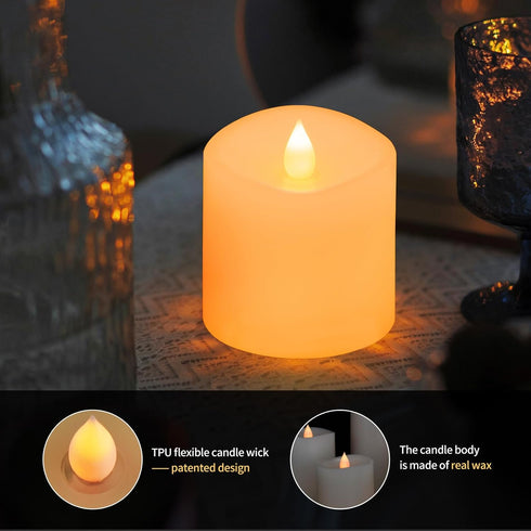3x3 Flickering Flameless Candles Set of 1, 2AA Battery Life 600 Hours Battery Candles Flickering with Timer,3 inch Flameless Candles with Remote f...