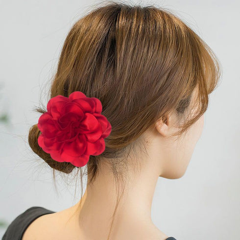 Dainty Fabric Rose Flower Large Brooch Lapel Pins,Delicate Elegant Silk Camellia Flower Oversized Brooch Pin for Women,Camellias Flower Hair Clip ...