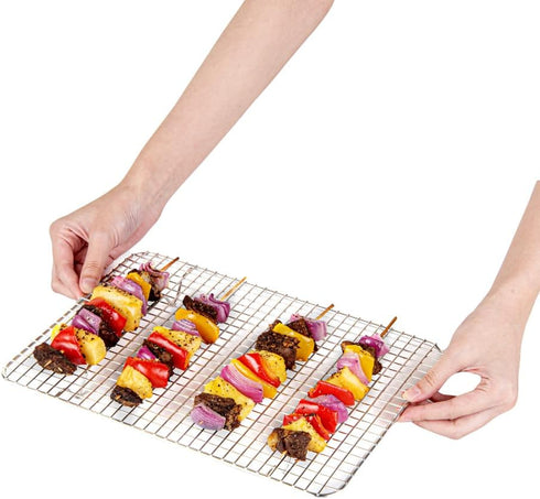 Restaurantware Met Lux 8.5 x 12 Inch Wire Baking Rack 1 Heavy-Duty Oven Wire Rack - Fits Quarter Size Sheet Pan Dishwashable Stainless Steel Cooli...