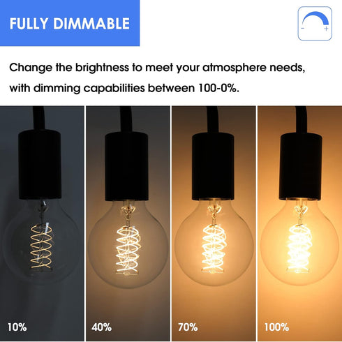 E ENERGETIC LIGHTING Dimmable LED Edison Light Bulb, G25 Globe Antique Flexible Spiral LED Filament Light, 8W Equivalent 60W, 2200K Warm Light, 50...