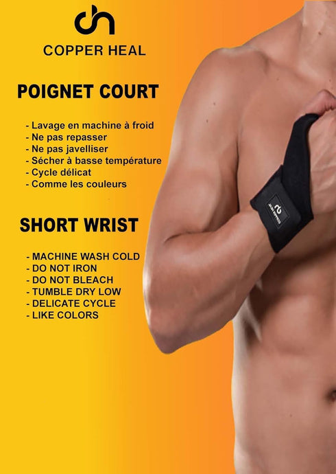 COPPER HEAL Short WRIST Brace compression Sleeve wraps Adjustable Bandage Right & Left Hands Strap Short Sleeves Wrap Recovery carpal tunnel wrist...