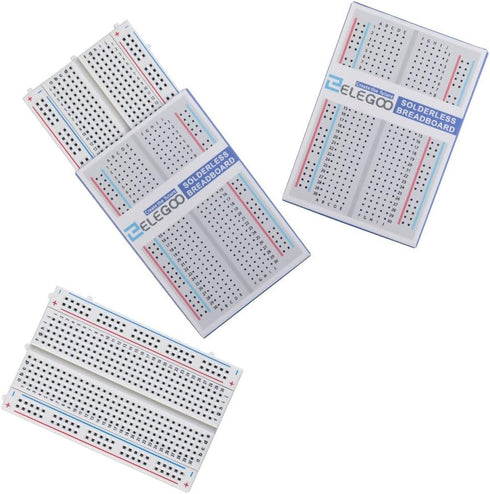 ELEGOO 3PCS 400 tie Points breadboard, 4 Power Rails for Jumper Wire...