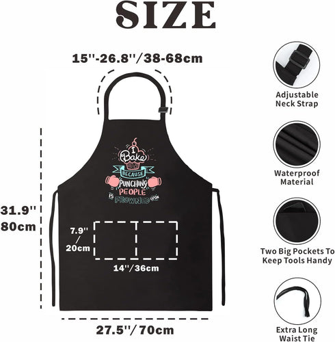 Funny Baking Aprons for Women Men, Cute Baking Gifts for Bakers, Kitchen Cooking Aprons with 2 Pockets - Birthday Housewarming Gifts for Wife Mom ...