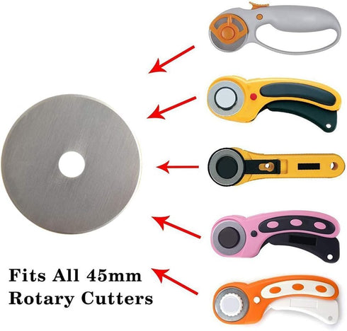 Rotary Cutter Blades 45mm 10 Pack by KISSWILL, Fits Fiskars, Olfa, Martelli, Dremel, Truecut, DAFA Rotary Cutter Replacement for Quilting Scrapboo...
