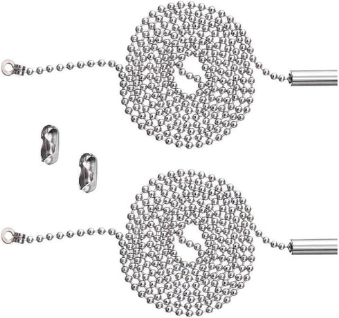 2pcs Silver Ceiling Fan Pull Chain Strong Bearing & Rustproof Beaded Extension Chains for Ceiling Fan Light Light Bulb Chain Extender Ceiling Fan ...