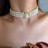 Boho 3 Tier Multilayer Dainty Rhinestones Pearls Chunky Short 1920s Choker Necklace...