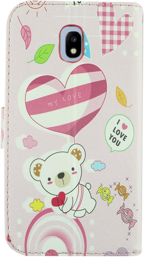 For Samsung Galaxy J7 (2018), J7 Refine, J7 Star, J7V 2nd Gen. SM-J737 - Image Flip Wallet Case + Tempered Glass Screen Protector - Bear...