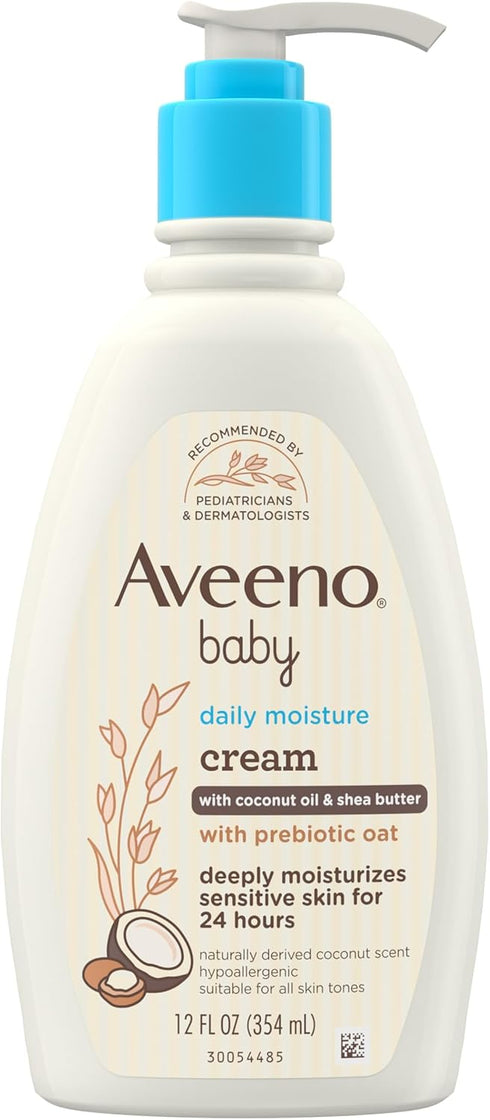 Aveeno Baby Daily Moisturizing Cream with Prebiotic Oat, Hypoallergenic Baby Lotion with Coconut Oil & Shea Butter Moisturizes Sensitive Skin for ...