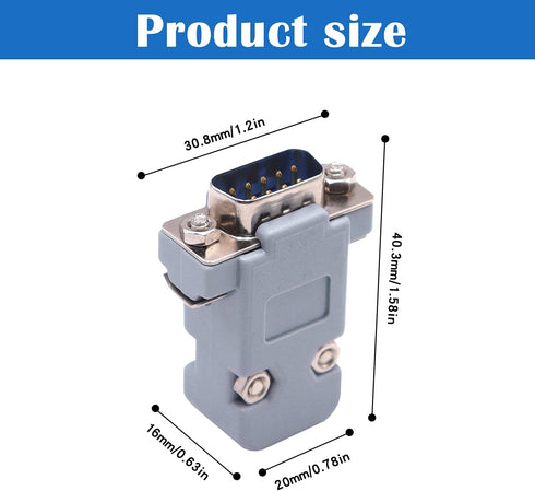 18Pack DB9 Connector Adapter Kit, 9 Pin D-SUB Male/Female Solder Cup Connectors, Tin Plated Housing, Lightweight Gray Plastic Hoods, Individually ...