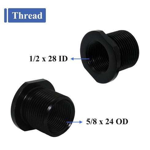 2 Pcs Thread Adapters and Metal Washers, Replacement Kit, 1/2 * 28, 5/8 * 24, black...