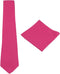 Mens Solid Linen Tie Set : Slim Necktie with Matching Pocket Square (Fuchsia)...