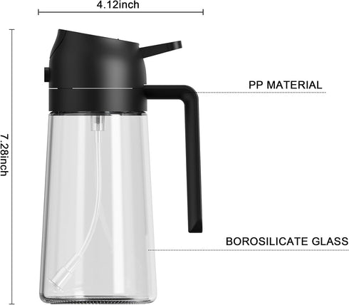 16oz/470ml oil sprayer for cooking oil dispenser for kitchen olive oil dispenser bottle 2 in 1 oil dispenser and oil sprayer Oil Sprayer for Cooki...