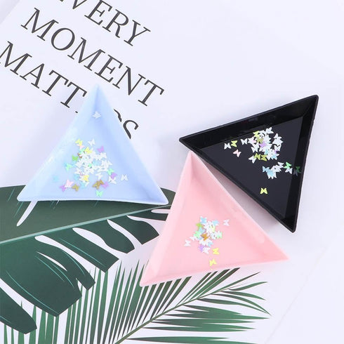 10Pcs/Set Black Plastic Triangle Tray, Nail Art Rhinestones Gems Crystal Tray, Beads Sorting Tray, Sorting Storage Plates Art Tray for Craft and D...