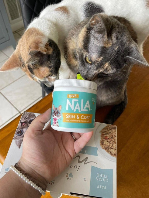 LOVE, NALA - Skin and Coat Supplement for Cats - 90 Tasty Soft Chews - Omega 3 Fish Oil, Biotin, Vitamin E Supports Skin & Fur Health - 3.2 oz...